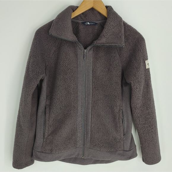 North Face Purple Sherpa Zip Up Collared Jacket Pockets Size Small - Picture 1 of 10